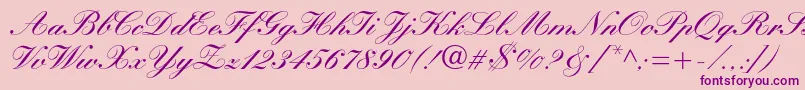 Manuscriptc-Schriftart – Violette Schriften auf rosa Hintergrund