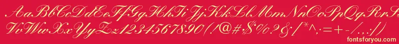 Manuscriptc Font – Yellow Fonts on Red Background