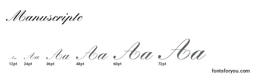 Manuscriptc Font Sizes