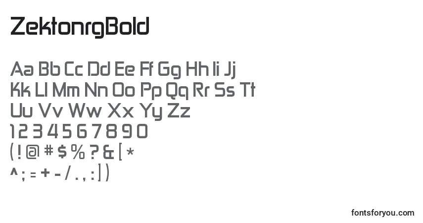 Шрифт ZektonrgBold – алфавит, цифры, специальные символы