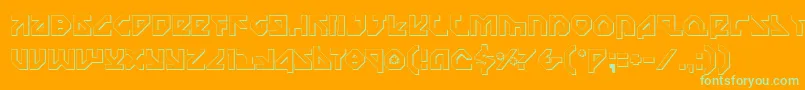 Nostromo3D-Schriftart – Grüne Schriften auf orangefarbenem Hintergrund