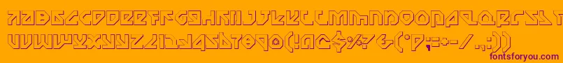 Weitere Informationen zur Nostromo3D-Schriftart Nostromo3D-Schriftart – Violette Schriften auf orangefarbenem Hintergrund