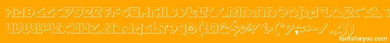 Weitere Informationen zur Nostromo3D-Schriftart Nostromo3D-Schriftart – Weiße Schriften auf orangefarbenem Hintergrund