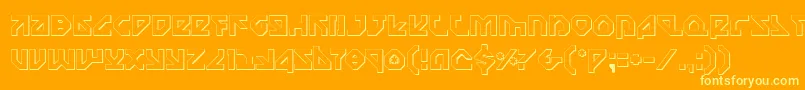 Weitere Informationen zur Nostromo3D-Schriftart Nostromo3D-Schriftart – Gelbe Schriften auf orangefarbenem Hintergrund