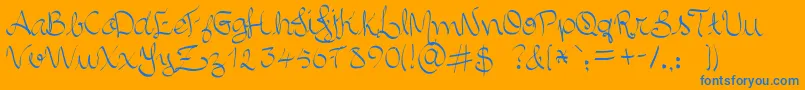 AlluraScript-Schriftart – Blaue Schriften auf orangefarbenem Hintergrund