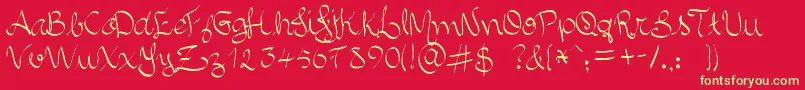 AlluraScript Font – Yellow Fonts on Red Background