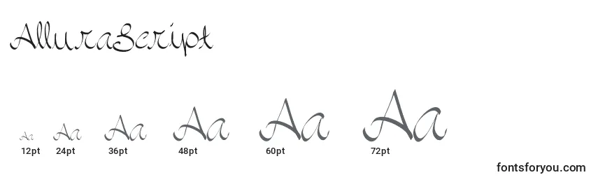 Размеры шрифта AlluraScript