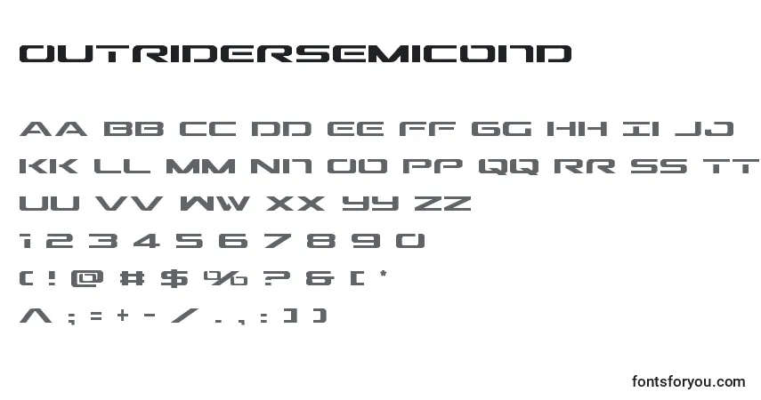 Czcionka Outridersemicond – alfabet, cyfry, specjalne znaki