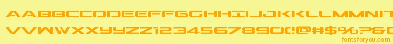 Outridersemicond-Schriftart – Orangefarbene Schriften auf gelbem Hintergrund