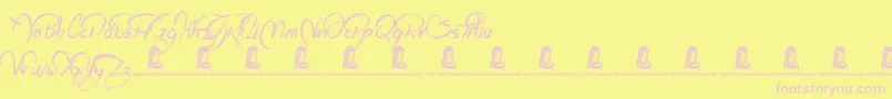 RagsToRiches-Schriftart – Rosa Schriften auf gelbem Hintergrund