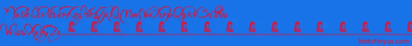 RagsToRiches Font – Red Fonts on Blue Background