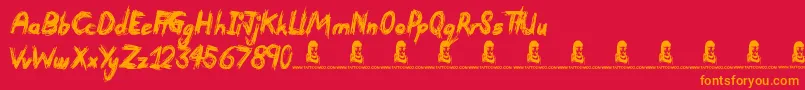 Devastated Font – Orange Fonts on Red Background