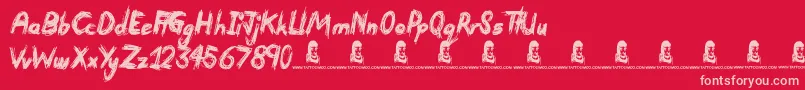Devastated Font – Pink Fonts on Red Background