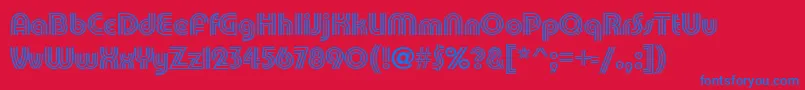 Fonte PumpTrilineitcNormal – fontes azuis em um fundo vermelho