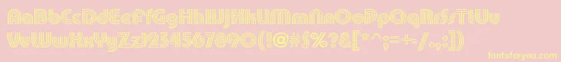 PumpTrilineitcNormal-Schriftart – Gelbe Schriften auf rosa Hintergrund