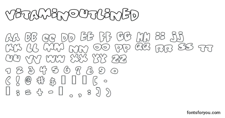 Шрифт Vitaminoutlined – алфавит, цифры, специальные символы