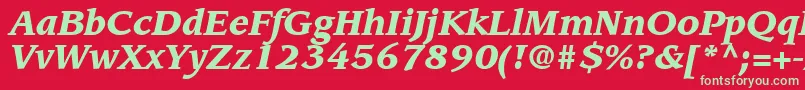 AdvisorBlackSsiBlackItalic-Schriftart – Grüne Schriften auf rotem Hintergrund