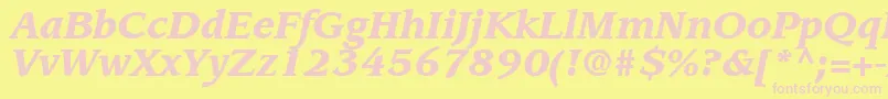 AdvisorBlackSsiBlackItalic-Schriftart – Rosa Schriften auf gelbem Hintergrund