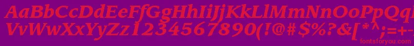 AdvisorBlackSsiBlackItalic-Schriftart – Rote Schriften auf violettem Hintergrund