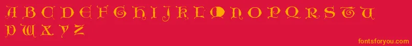 フォントUnciogothic – 赤い背景にオレンジの文字
