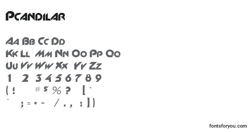 Pcandilarett-fontti – aakkoset, numerot, erikoismerkit