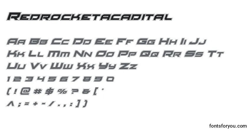 Redrocketacadital Font – alphabet, numbers, special characters