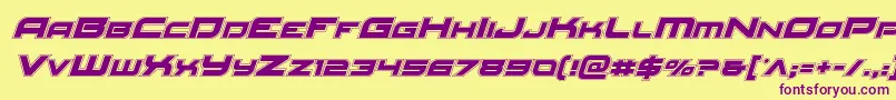 Redrocketacadital Font – Purple Fonts on Yellow Background