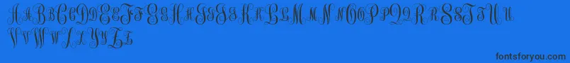 MonogramKkSc-Schriftart – Schwarze Schriften auf blauem Hintergrund