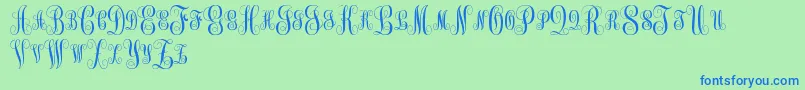 MonogramKkSc-Schriftart – Blaue Schriften auf grünem Hintergrund