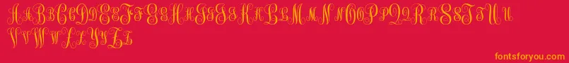 MonogramKkSc Font – Orange Fonts on Red Background