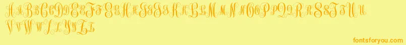 MonogramKkSc Font – Orange Fonts on Yellow Background