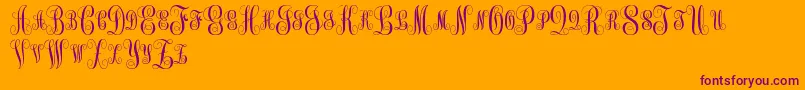 MonogramKkSc Font – Purple Fonts on Orange Background