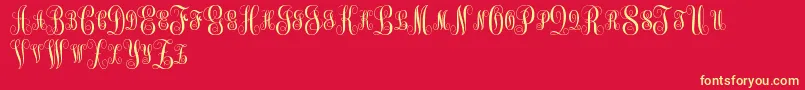 MonogramKkSc-Schriftart – Gelbe Schriften auf rotem Hintergrund