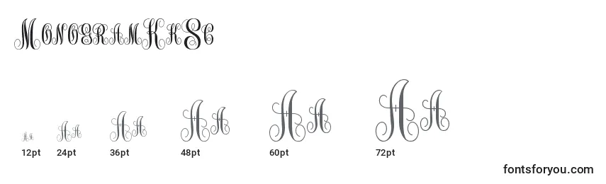 MonogramKkSc font sizes