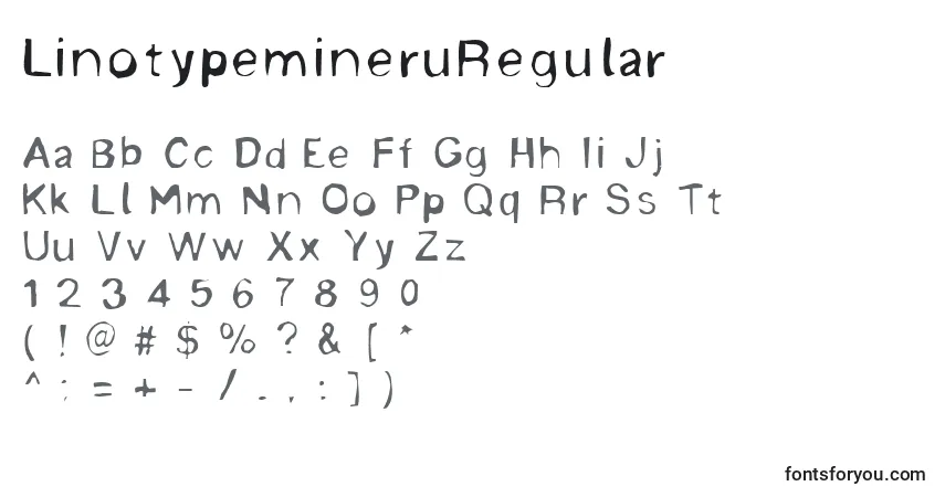 characters of linotypemineruregular font, letter of linotypemineruregular font, alphabet of  linotypemineruregular font