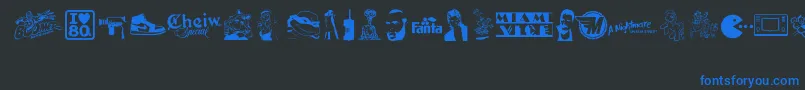 ILove80s Font – Blue Fonts on Black Background