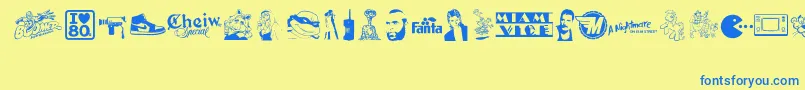 Fonte ILove80s – fontes azuis em um fundo amarelo