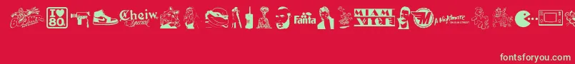ILove80s Font – Green Fonts on Red Background