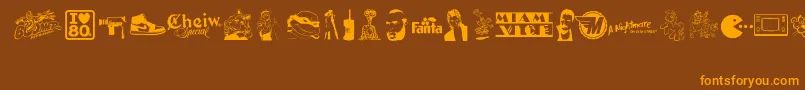 ILove80s Font – Orange Fonts on Brown Background