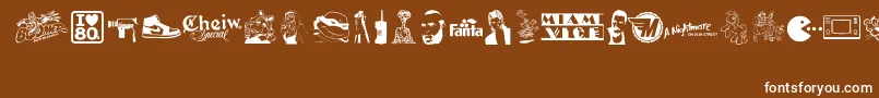 ILove80s Font – White Fonts on Brown Background