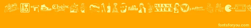 ILove80s Font – Yellow Fonts on Orange Background