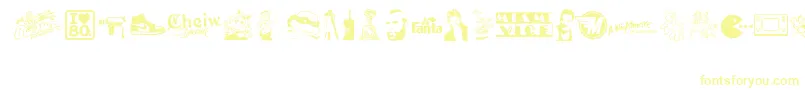 Fonte ILove80s – fontes amarelas em um fundo branco