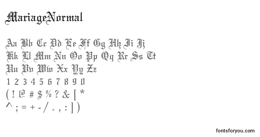 Шрифт MariageNormal – алфавит, цифры, специальные символы