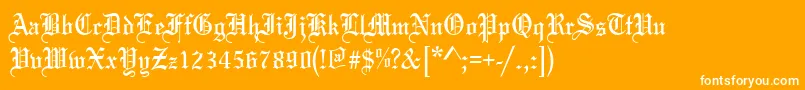 MariageNormal-Schriftart – Weiße Schriften auf orangefarbenem Hintergrund