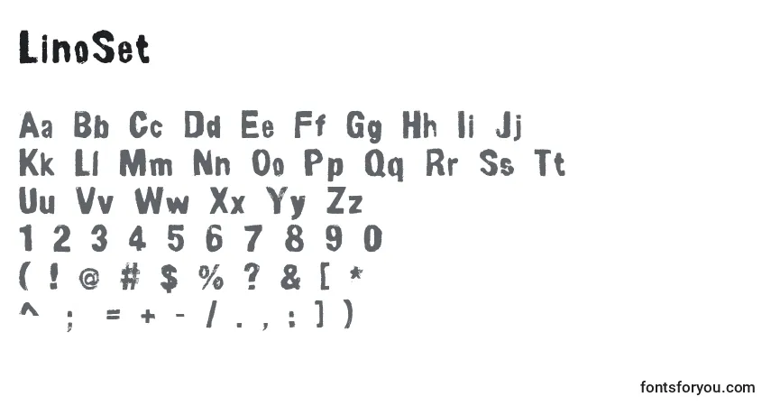 Czcionka LinoSet – alfabet, cyfry, specjalne znaki