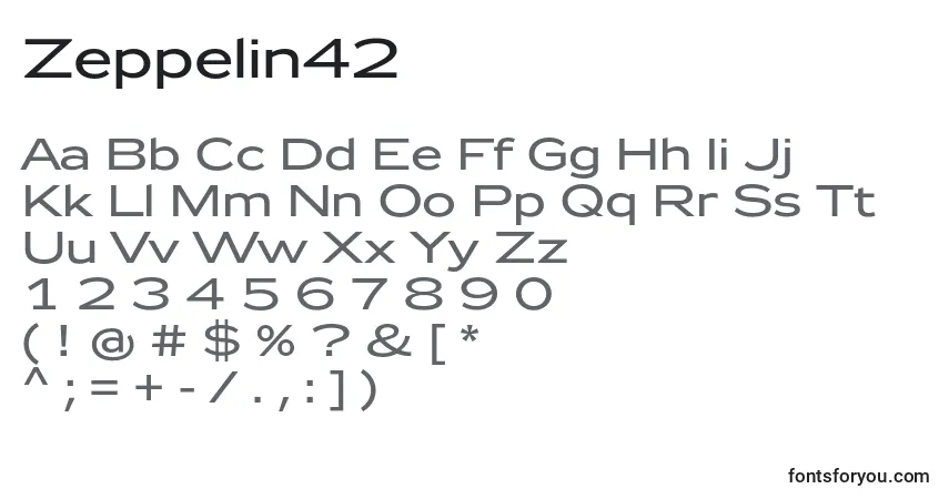 A fonte Zeppelin42 – alfabeto, números, caracteres especiais