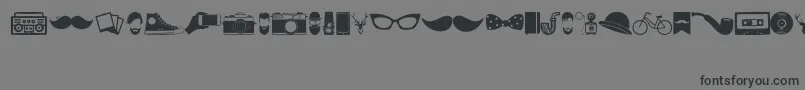 フォントHipsterIcons – 黒い文字の灰色の背景