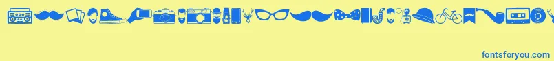 HipsterIcons Font – Blue Fonts on Yellow Background