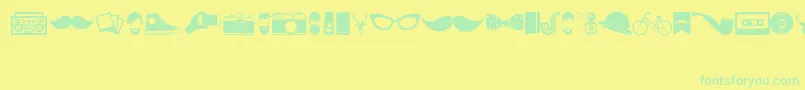HipsterIcons-Schriftart – Grüne Schriften auf gelbem Hintergrund