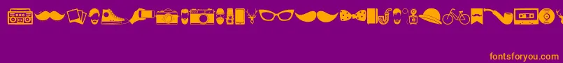 HipsterIcons-fontti – oranssit fontit violetilla taustalla